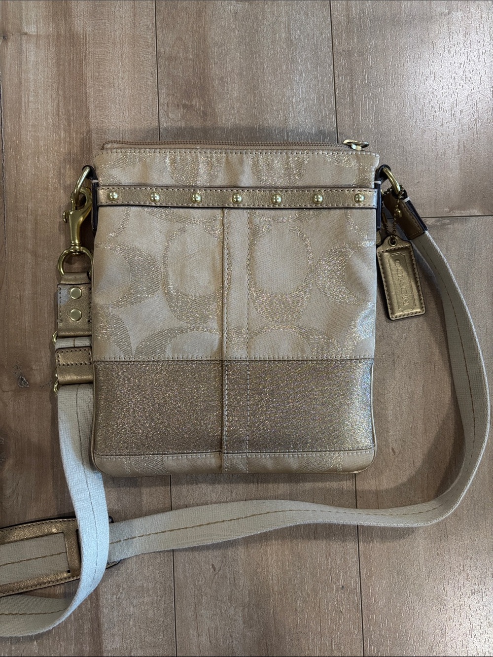 Coach Metallic Gold Crossbody Bag